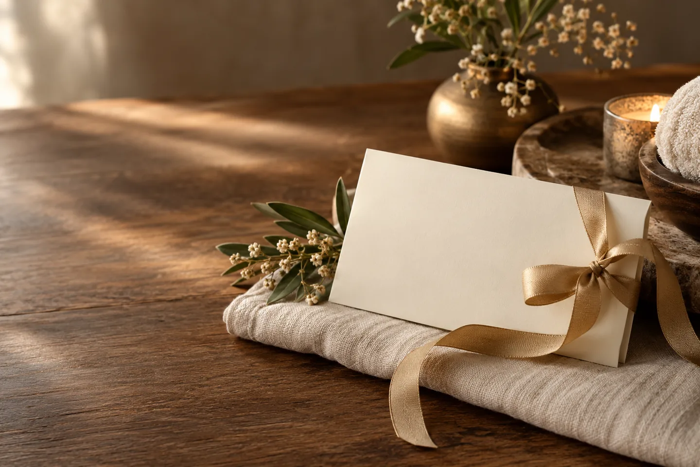 Een zorgvuldig ingepakt cadeau in warme tinten