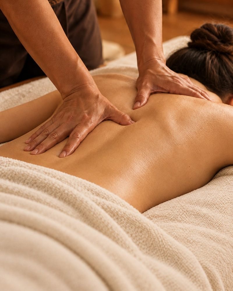 Gerichte deep tissue massage met stevige druk op de rug